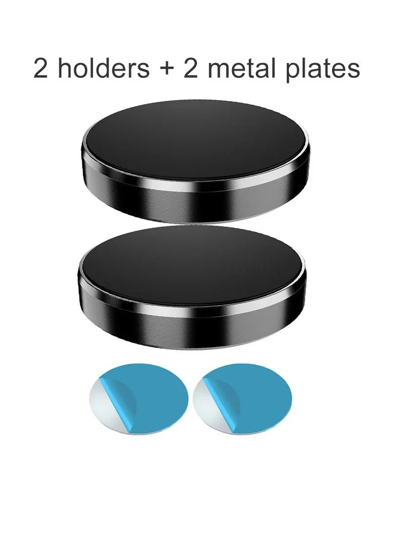 AROAQ Magnetic Car Phone Holder, Anti Slip High Power Magnet Phone Car Mount,  Portable Dashboard Bracket Mount Mobile Stand, car Cell Phone Stand for all phone models, (2pcs Black Holder, 2pcs Metal Plate) - Image 1