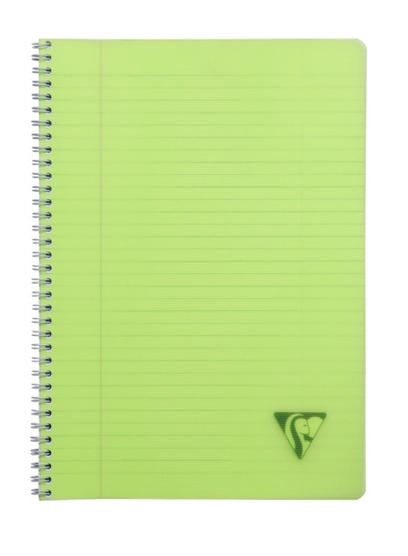 Clairefontaine دفتر ملاحظات حلزوني بحجم A4 ملون 100 صفحة مع غلاف بولي بروبيلين أخضر - Image 1
