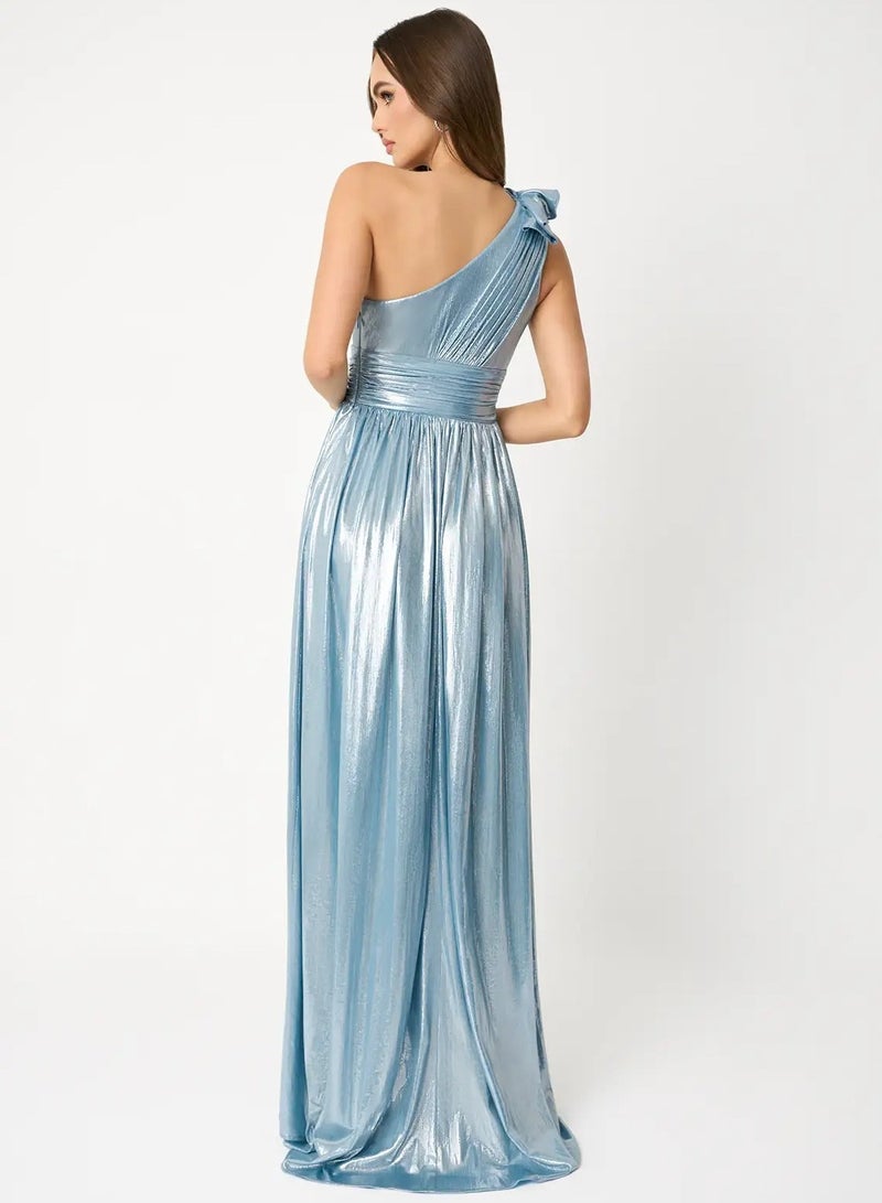 GEXUAN Single - shoulder Sky Blue Maxi Dress - Image 3