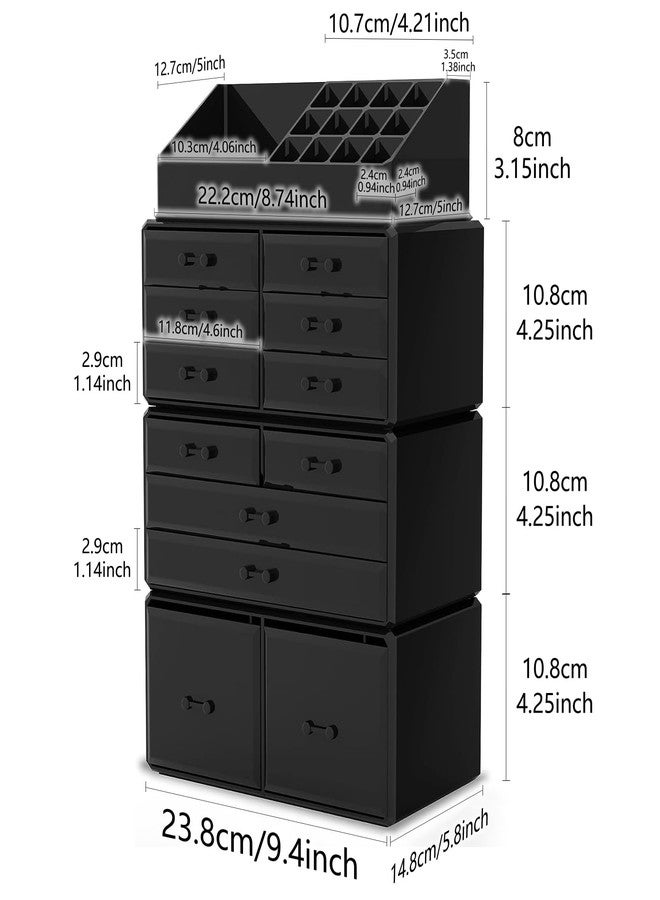 Readaeer Makeup Cosmetic Organizer Storage Drawers Display Boxes Case with 12 Drawers (Black) - Image 3