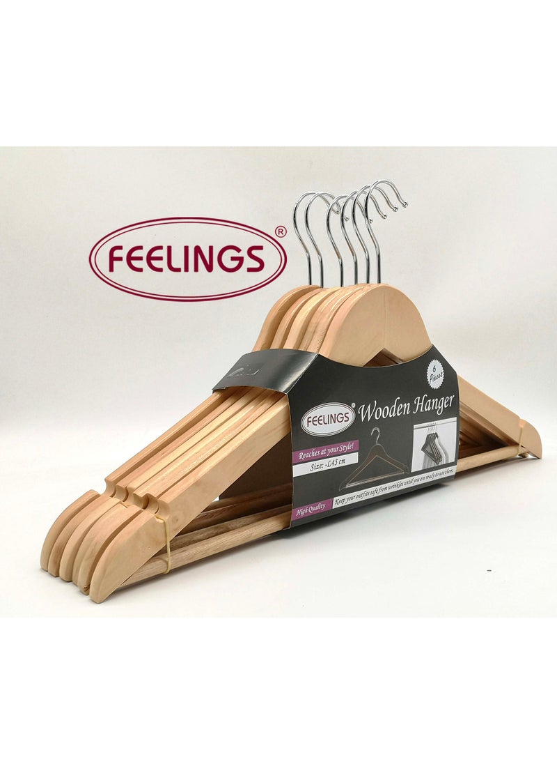 Feelings علّاقة مشاعر خشبية 6 قطع طبيعية  - Image 1