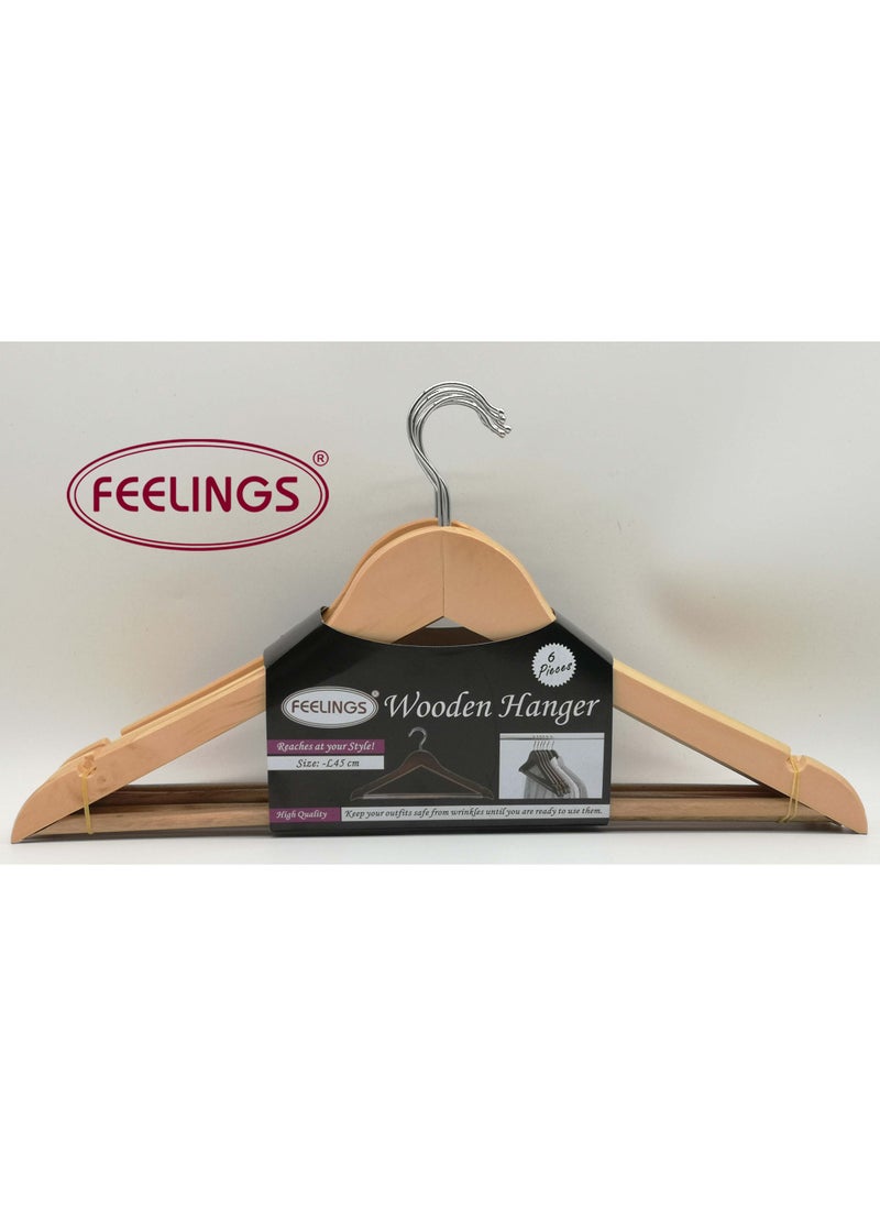 Feelings علّاقة مشاعر خشبية 6 قطع طبيعية  - Image 4