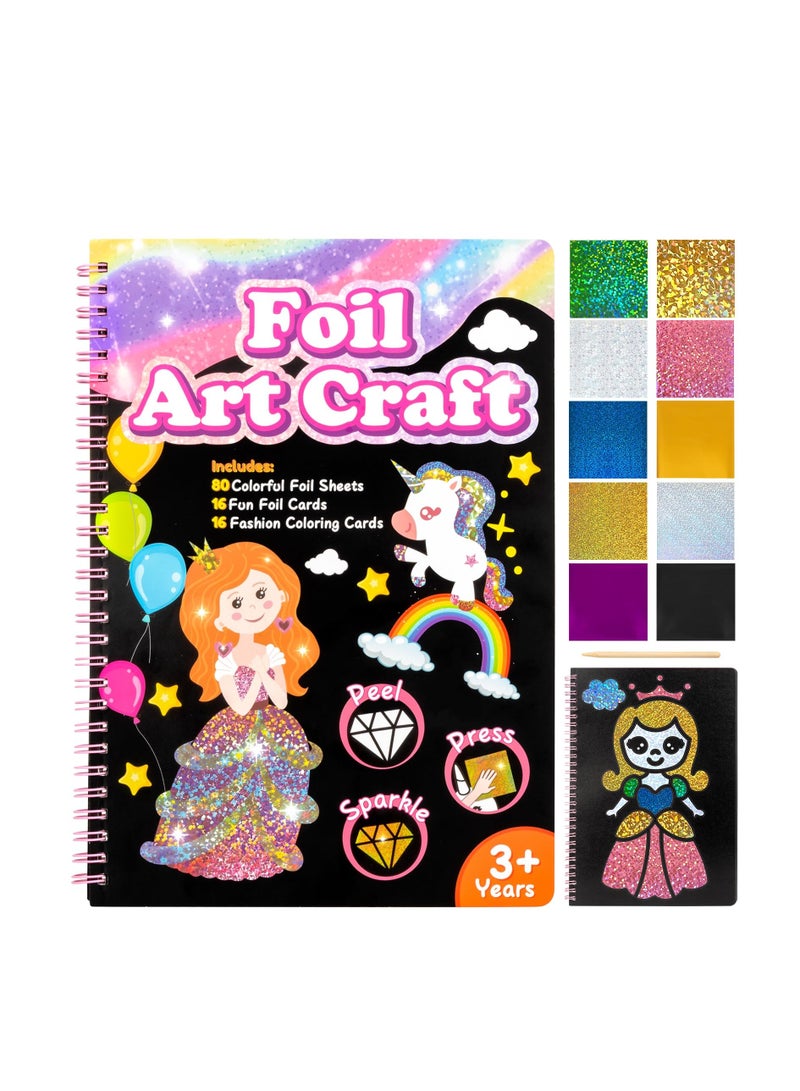 SYOSI Foil Fun DIY Creative Activity, Foil Art Fun Kit for Kids, Art & Craft Activity, No Mess Art Travel Toys Activity, Idea Gifts for Girls & Boys Ages 4, 5, 6, 7, 8, 9, Kids Craft Kits & Supplies - Image 1