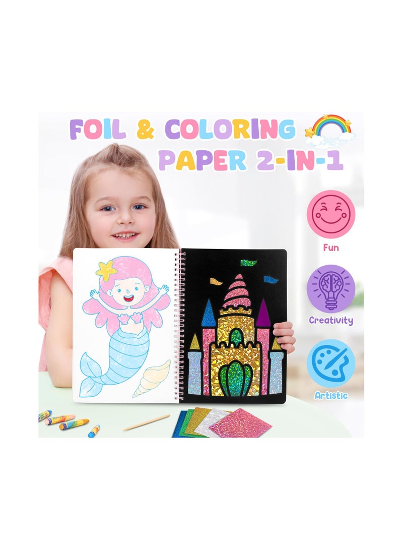 SYOSI Foil Fun DIY Creative Activity, Foil Art Fun Kit for Kids, Art & Craft Activity, No Mess Art Travel Toys Activity, Idea Gifts for Girls & Boys Ages 4, 5, 6, 7, 8, 9, Kids Craft Kits & Supplies - Image 2