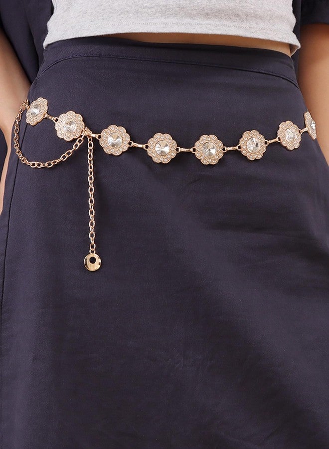 MODRSA Gold Belt Chain Belt for Women Dress Gold Waist Belts Chains Layered Body Chain Jewelry Greek Goddess Waist Chains Jewelry for Women Dainty Fashion Flower Belly Belts Dress Accessories - Image 2