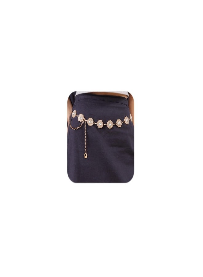 MODRSA Gold Belt Chain Belt for Women Dress Gold Waist Belts Chains Layered Body Chain Jewelry Greek Goddess Waist Chains Jewelry for Women Dainty Fashion Flower Belly Belts Dress Accessories - Image 1