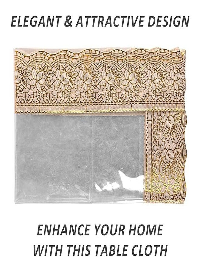 VSTUCART 0.15 mm Thick Transparent PVC Table Cover with Golden Lace Border | Table Protector Sheet | Waterproof and Dustproof Tablecloth | Crystal clear Dining Table Protector | 60x90 Inch (6–8 Seater) - Image 3