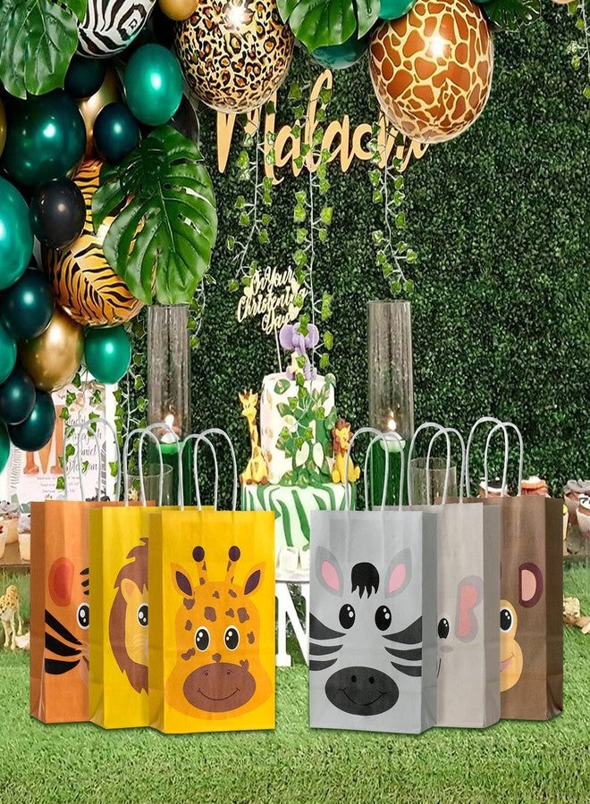 kulusion 18 Packs Safari Animals Candy Bags For Birthday Party With Handles, Jungle Theme Party Supplie, Safari Animals Goodie Bags for Kids Baby Shower Birthday Party Favor - 210x150x80mm - Image 4