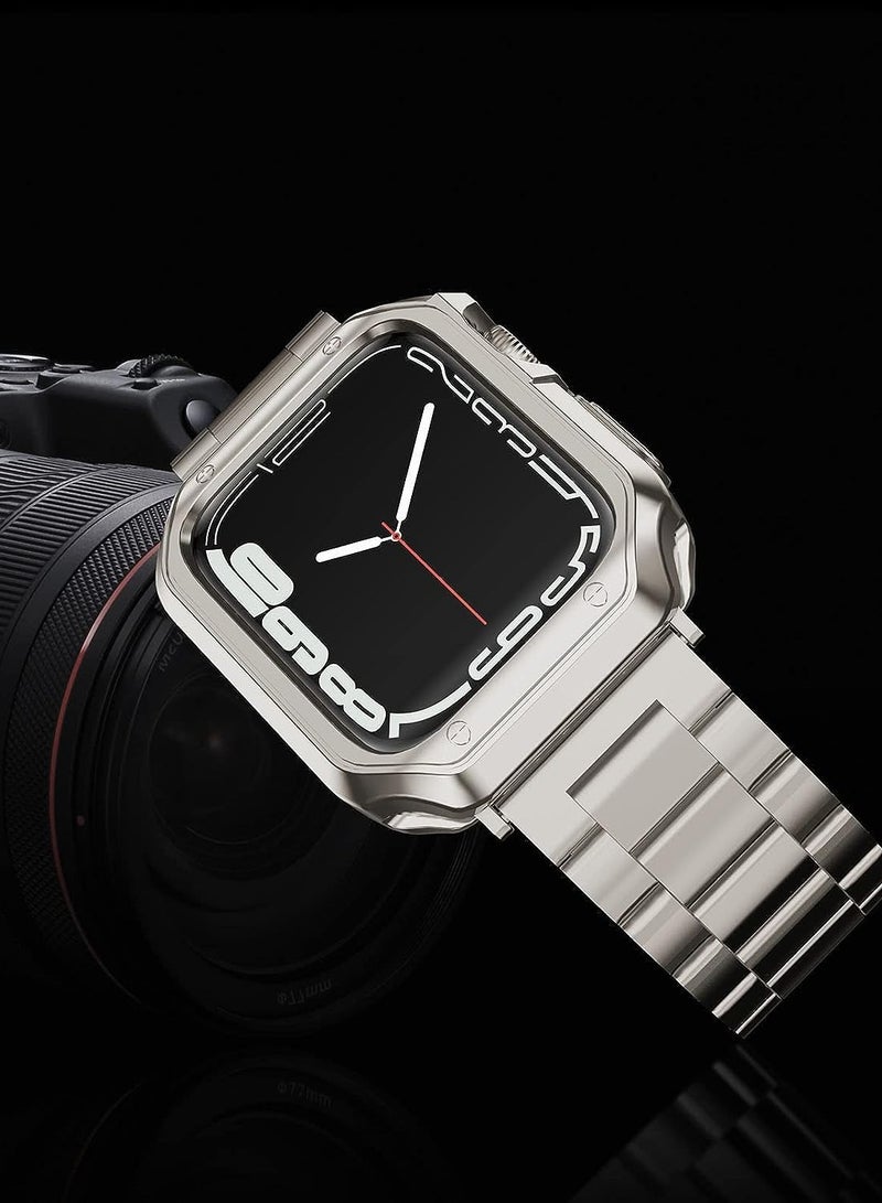 Metal Band Compatible with Apple Watch Band 49mm 46mm 45mm 44mm 42mm Men  Women, Business Stainless Steel Strap for iWatch Bands Ultra 2, SE, Ultra Series 9 8 7 6 5 4 3 2 1 - Image 3