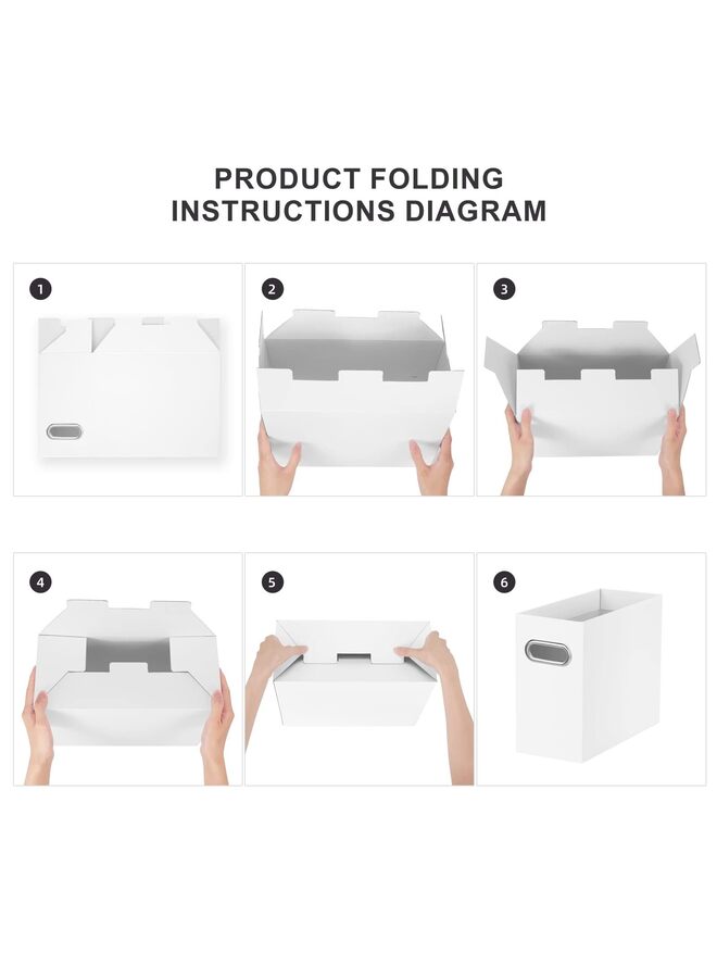 2 PCS File Organizer, Small Storage Box, Cardboard File Folder Organizer, Collapsible File Box, Hanging File Organizer for Letter Size, Portable File Box with Handle(Color:WHITE) - Image 3