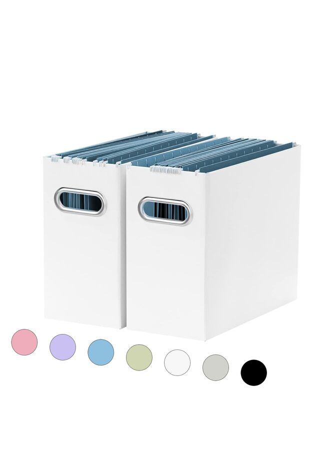 2 PCS File Organizer, Small Storage Box, Cardboard File Folder Organizer, Collapsible File Box, Hanging File Organizer for Letter Size, Portable File Box with Handle(Color:WHITE) - Image 1