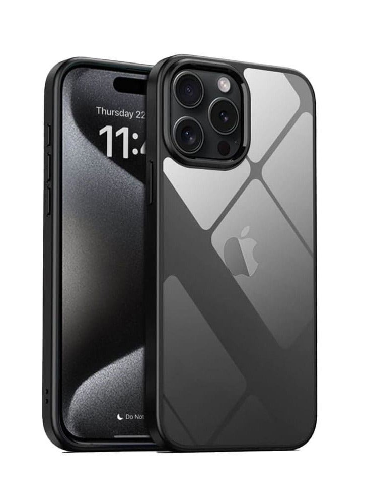 Magic Mask Magic Mask Q Series Clear Case Compatible Case Shockproof Hard PC +Soft Silicone Transparent Protective Slim Hard Back Cover with Silicone Frame for (Black, iphone15 Pro) - Image 2