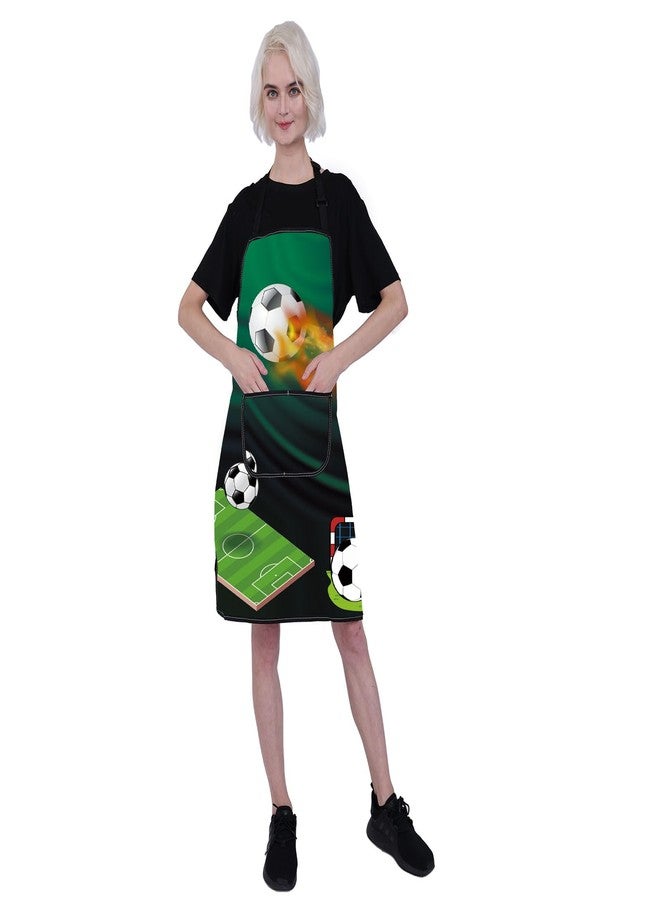 BNQL Soccer Apron with Pockets Soccer Gifts for Soccer Lovers Soccer Team Player Gifts Soccer Gift Soccer Cooking Apron (Soccer Apron) - Image 5