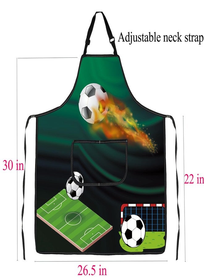 BNQL Soccer Apron with Pockets Soccer Gifts for Soccer Lovers Soccer Team Player Gifts Soccer Gift Soccer Cooking Apron (Soccer Apron) - Image 2