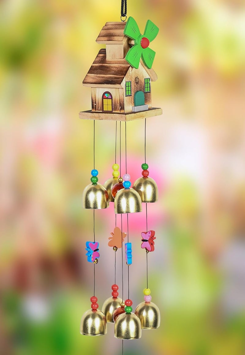 ZAICUS Feng Shui Wind Chimes for Home - Hanging Decorative Items for Balcony – Positive Energy Items for Home - Wind Chimes for Balcony (House Wind Chime- 9-Bells) - Image 1