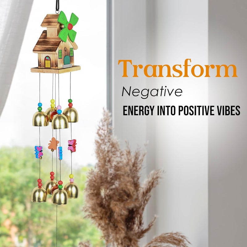 ZAICUS Feng Shui Wind Chimes for Home - Hanging Decorative Items for Balcony – Positive Energy Items for Home - Wind Chimes for Balcony (House Wind Chime- 9-Bells) - Image 5