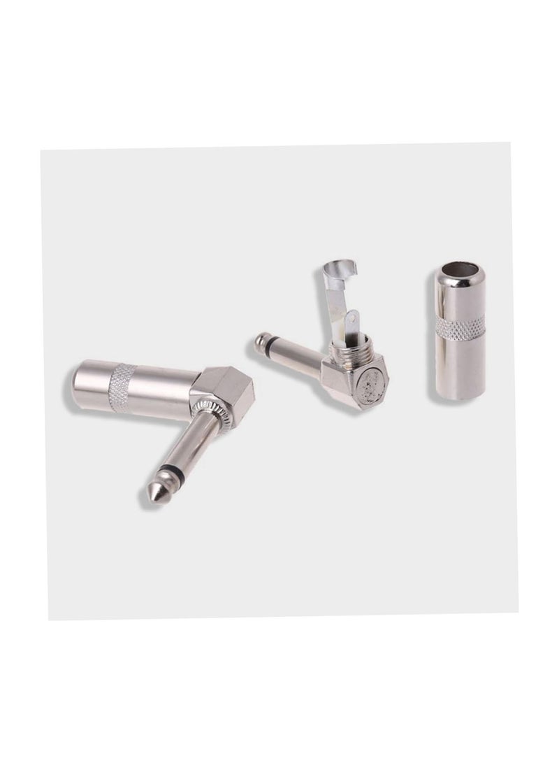 GGOOT 4pcs 90 Effect line jack electric guitar connecting plug Mono Plug Connector 90 degree guitar plug mono elbow plug Guitar Cable Plug Guitar Parts Zinc alloy Telephone converter Silver - Image 2
