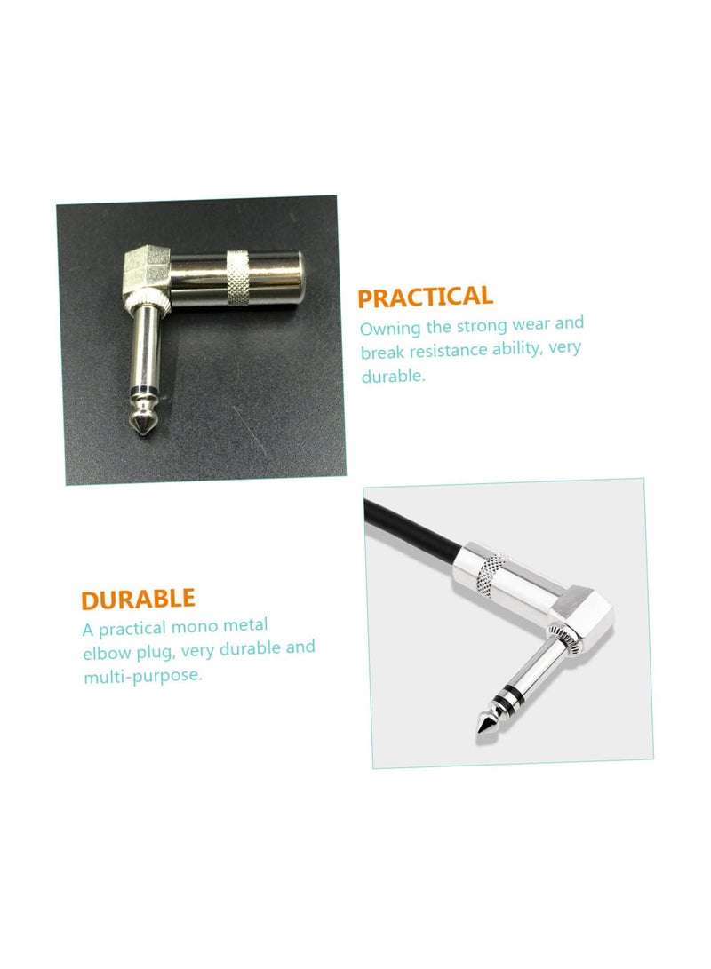 GGOOT 4pcs 90 Effect line jack electric guitar connecting plug Mono Plug Connector 90 degree guitar plug mono elbow plug Guitar Cable Plug Guitar Parts Zinc alloy Telephone converter Silver - Image 4