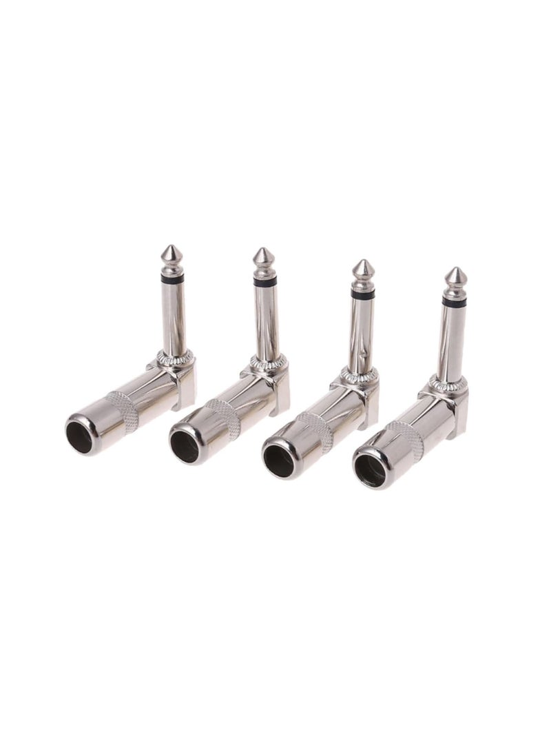 GGOOT 4pcs 90 Effect line jack electric guitar connecting plug Mono Plug Connector 90 degree guitar plug mono elbow plug Guitar Cable Plug Guitar Parts Zinc alloy Telephone converter Silver - Image 1