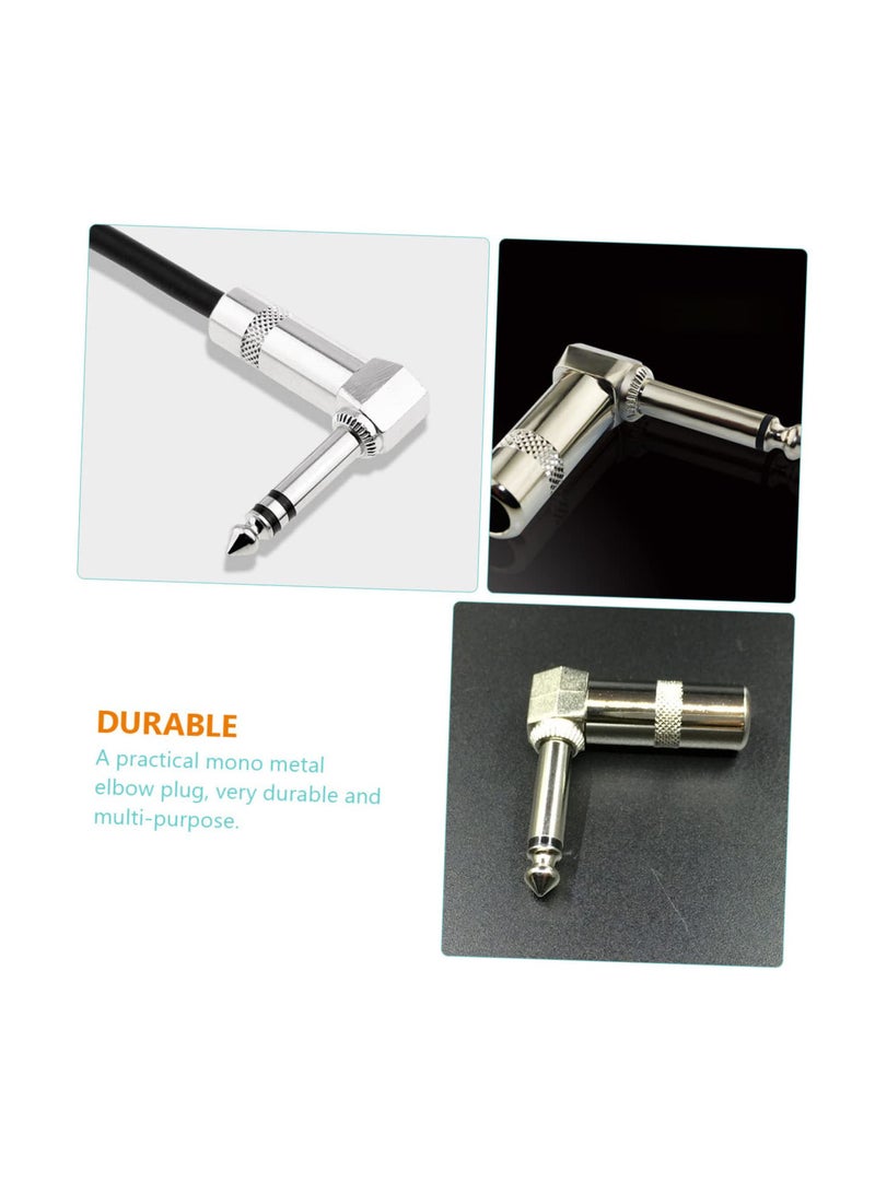 GGOOT 4pcs 90 Effect line jack electric guitar connecting plug Mono Plug Connector 90 degree guitar plug mono elbow plug Guitar Cable Plug Guitar Parts Zinc alloy Telephone converter Silver - Image 3