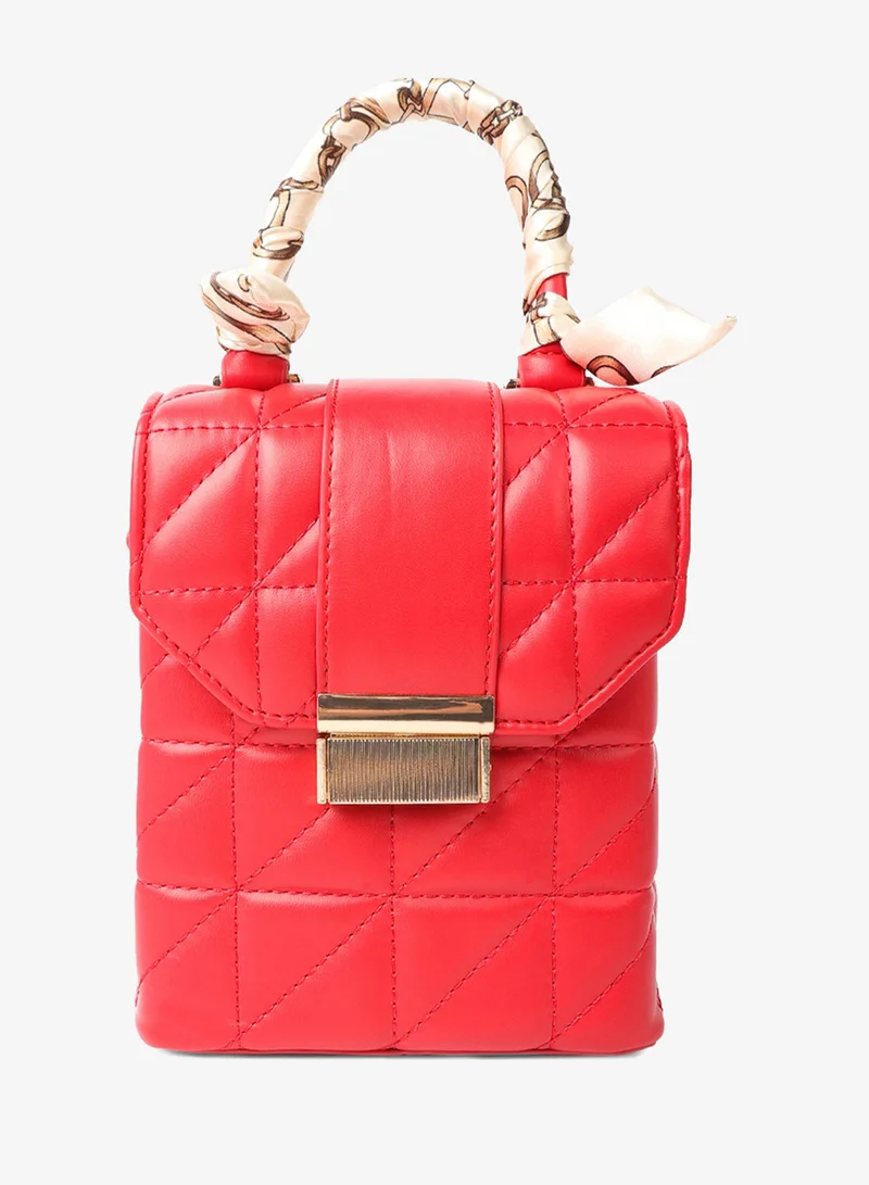 London Rag Red Quilted Faux Leather Bucket Handbag