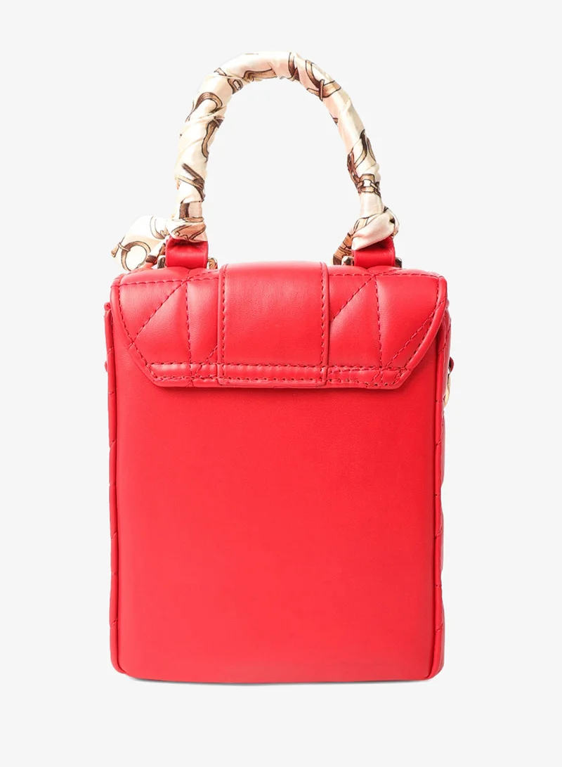 London Rag Red Quilted Faux Leather Bucket Handbag