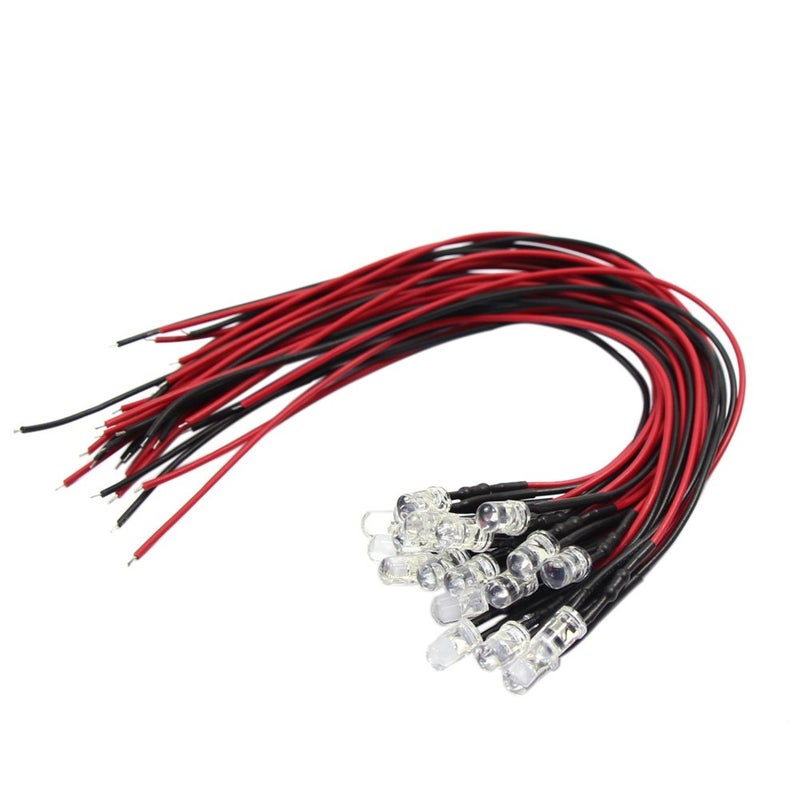 Evemodel 20pcs Pre Wired 5mm Warm White Led Lamp Light Set 12V 18V for Train Layout - Image 2