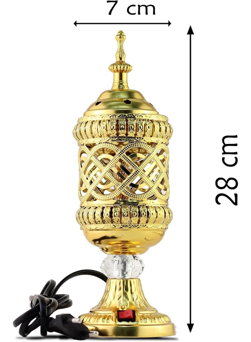Arabian Electric Incense Burners metal Vintage Arabic Burner,Middle Eastern Incense Holder- Electric Incense Burner Bakhoor Suitable For Arabian Oud,Home, Hotel Decor (S.Gold) - Image 2