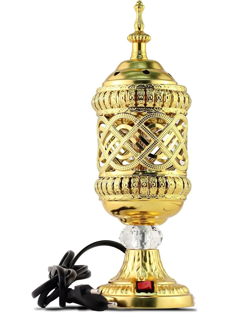 Arabian Electric Incense Burners metal Vintage Arabic Burner,Middle Eastern Incense Holder- Electric Incense Burner Bakhoor Suitable For Arabian Oud,Home, Hotel Decor (S.Gold) - Image 1