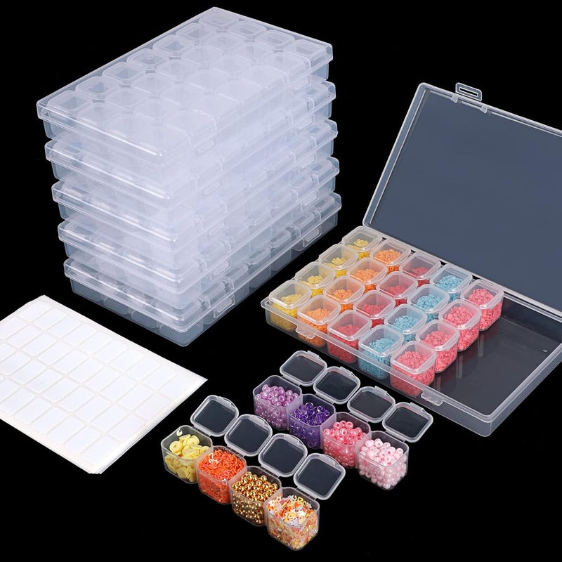 SGHUO 168 Slots 6pcs 28 Grids Diamond Painting Boxes Plastic Organizer, Bead Organizer - Image 1