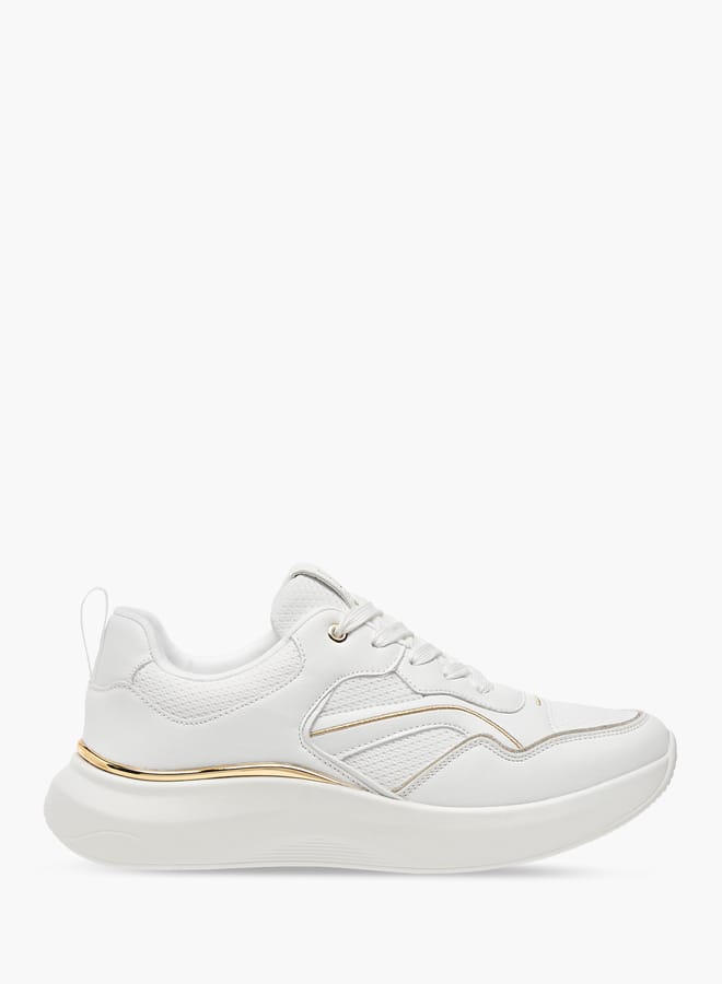Flora Bella By Shoexpress Womens Panelled Ankle Sneakers With Lace-Up Closure  - Image 2