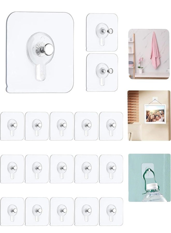 Picture Hangers, 18pcs Self Adhesive Picture Hangers Hooks Waterproof Adhesive Wall Hooks Wall Picture Hanger Heavy Duty Wall Hangers Without Nails for Hanging for Home Kitchen Bathroom Office
