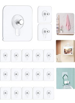 Generic Picture Hangers, 18pcs Self Adhesive Picture Hangers Hooks Waterproof Adhesive Wall Hooks Wall Picture Hanger Heavy Duty Wall Hangers Without Nails for Hanging for Home Kitchen Bathroom Office  - Image 1
