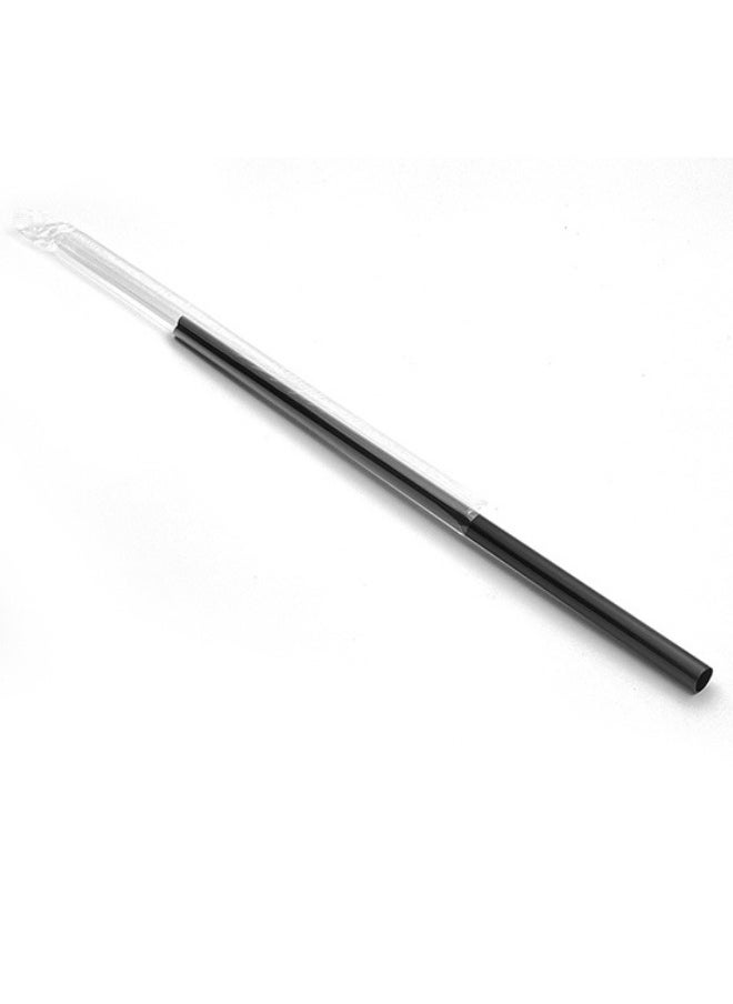 Halapack - [100 PCS] Disposable Black Straw 8mm Straight Single Wrapped Jumbo Smoothie Straws Extra Wide Boba Bubble Tea Drinking Straws Black - Image 1
