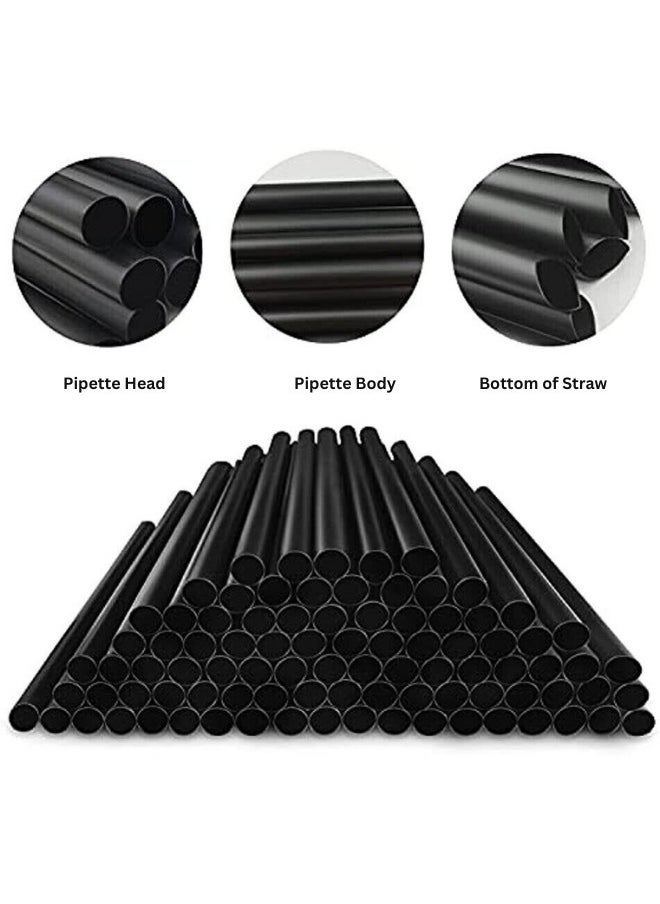 Halapack - [100 PCS] Disposable Black Straw 8mm Straight Single Wrapped Jumbo Smoothie Straws Extra Wide Boba Bubble Tea Drinking Straws Black - Image 1