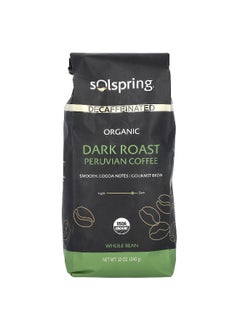 Dr. Mercola Dr. Mercola, Solspring®, Organic Peruvian Coffee, Whole Bean, Dark Roast, Decaffeinated, 12 oz (340 g)  - Image 1