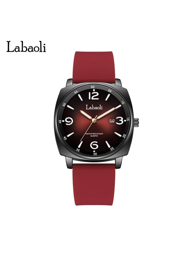 New Arrival Square Women Quartz Watch Soft Silicone Strap Large Number Dial Date Display Waterproof Wristwatch