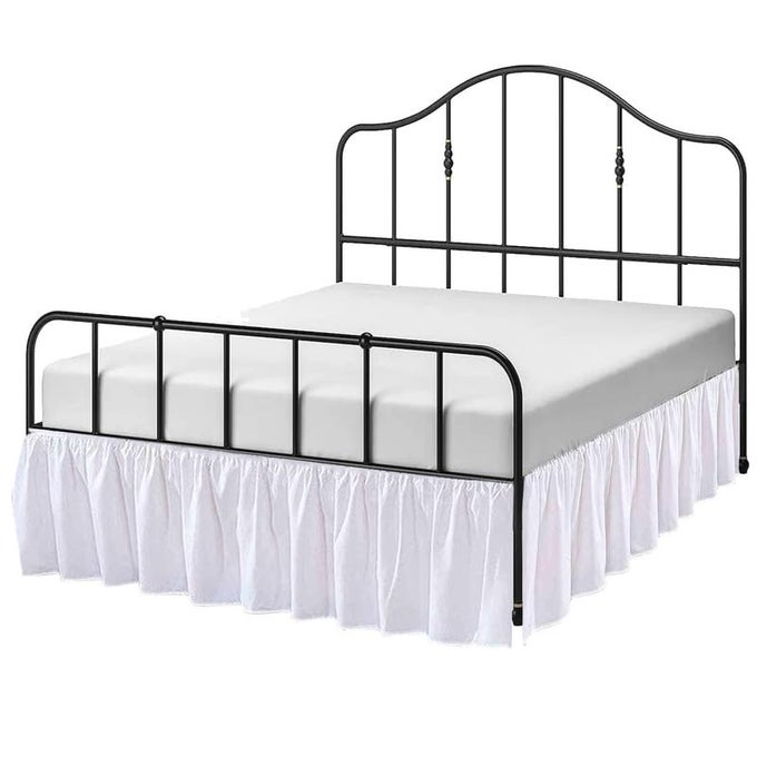 RUFFLED BED SKIRT QUEEN SIZE WITH SPLIT CORNER BRUSHED MICROFIBER HOTEL QUALITY WHITE DUST RUFFLE 12 INCH DROP GATHERED BEDSKIRT SOFT AND STYLISH SHRINKAGE AND FADE RESISTANT