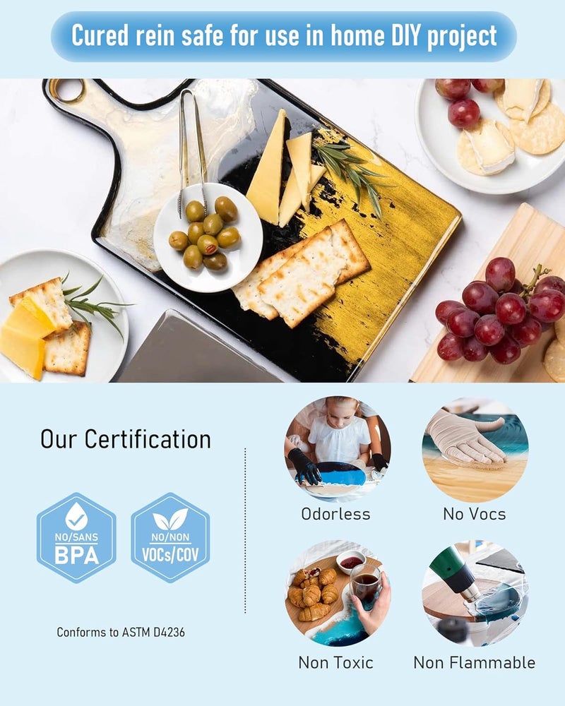 Nicpro 32 Ounce Crystal Clear Epoxy Resin Kit, Food Safe DIY Starter Epoxy Resin for Craft, Canvas Painting, Molds Pigment Jewelry Making, Resin Coating and Casting - Image 2