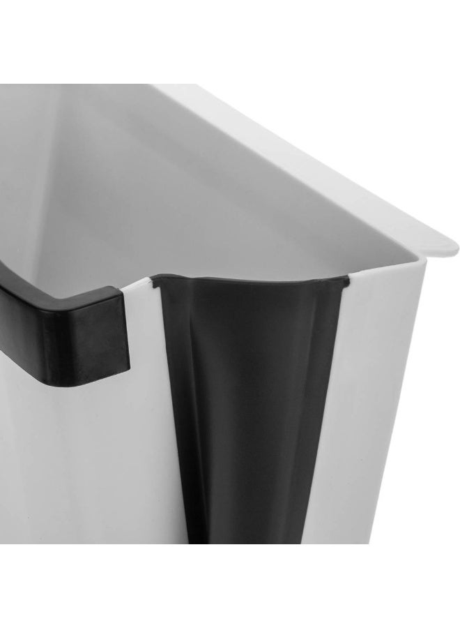 سلة مهملات قابلة للطي ومعلّقة – تصميم موفّر للمساحة للاستخدام في المطبخ والمنزل(أبيض فاتح*أسود) - Image 5