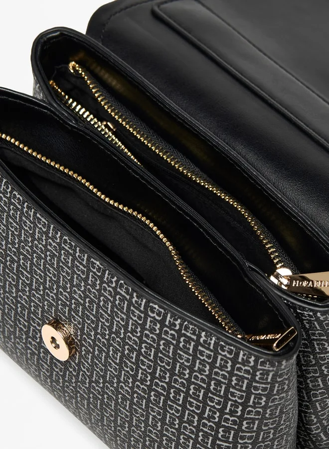 فلورا بيلا من شو إكسبرس Monogram Print Satchel Bag with Button Closure and Chain Strap