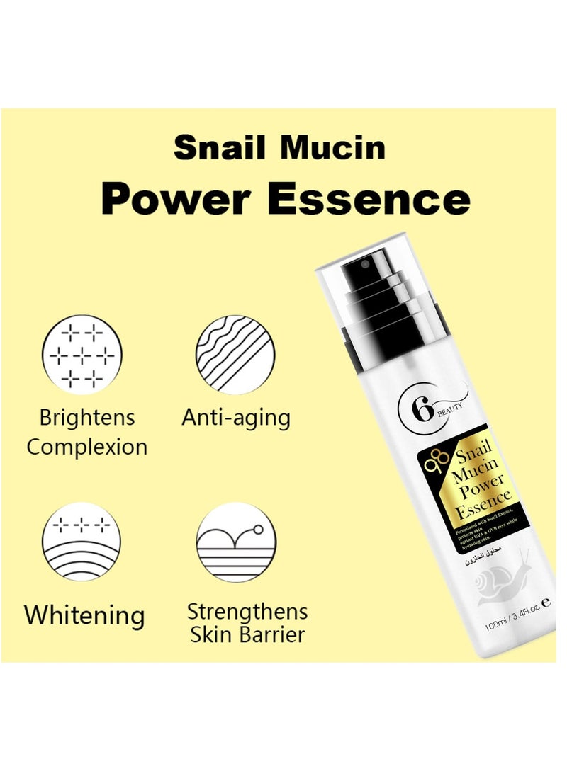 6 BEAUTY - Snail Mucin Power Essence  Two Pieces 100 ML - Image 1