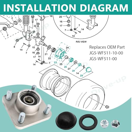 Drive-up Golf Cart Front Wheel Hub for Yamaha G2/G8/G9/G14/G16/G19/G22/G29 Drive Models, OEM JG5-WF511-10-00 JG5-WF511-00 - Image 5