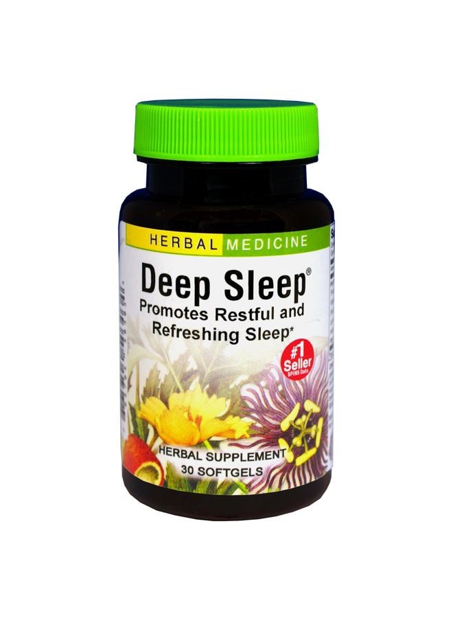 Herbs Etc. Deep Sleep Softgels - Herbal Sleep Support Supplement - Rest & Calming Support with Passionflower, Chamomile & Lemon Balm - 30 Softgels (30 Servings) - Image 1