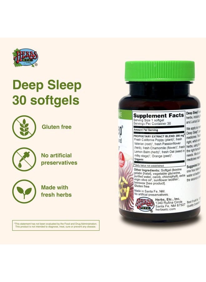 Herbs Etc. Deep Sleep Softgels - Herbal Sleep Support Supplement - Rest & Calming Support with Passionflower, Chamomile & Lemon Balm - 30 Softgels (30 Servings) - Image 2