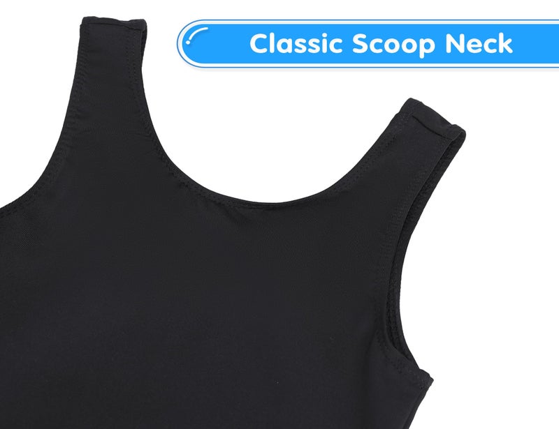 Nokecina Leotard for Girls Gymnastics Size 5-6 Years Old Black Sleeveless Gym Outfit Stretchy Biketard with Shorts - Image 3