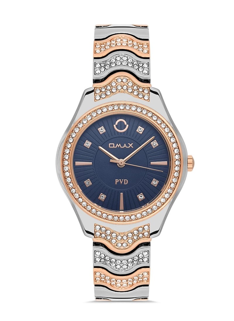 OMAX - Omax Women's Luxury Wrist Watch, Watches for Women, Stainless Watches, Classic Silver Steel Band, Blue Round Dial, Waterproof Watch, 1 Year Warranty - Image 1