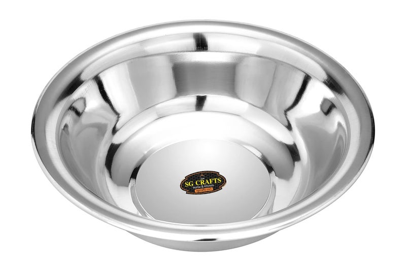 SG CRAFTS Heavy Gauge Stainless Steel Multipurpose Basin Bowl/Mixing Bowl/Atta Parath - 1 Unit (2 Liter (28 cm)) - Image 4