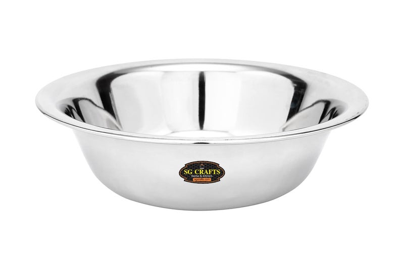 SG CRAFTS Heavy Gauge Stainless Steel Multipurpose Basin Bowl/Mixing Bowl/Atta Parath - 1 Unit (2 Liter (28 cm)) - Image 1