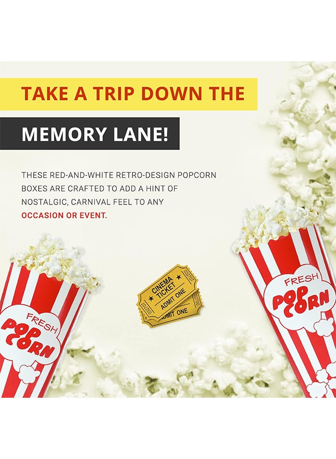 Depend 50PCS Movie Night Popcorn Paper Boxes Buckets 16CM Tall Old Fashion Vintage Retro Party Design Red And White Colored Nostalgic Carnival Stripes Bags And Tubs - Image 4